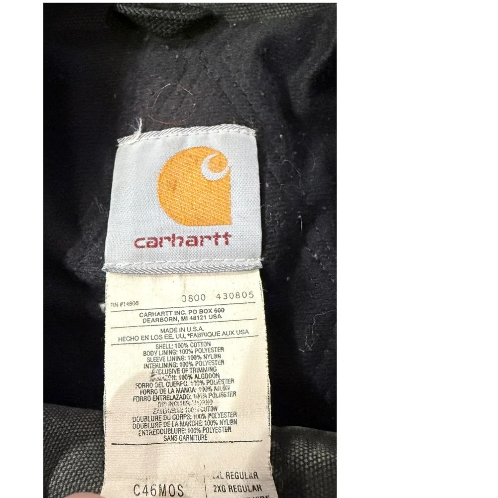 Carhartt Mens Work‎ Jacket Chore Coat Quilted Lined Green Logo USA 2XL 1x